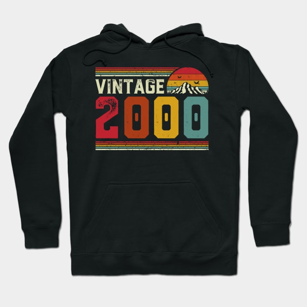 Vintage 2000 Birthday Gift Retro Style Hoodie by Foatui